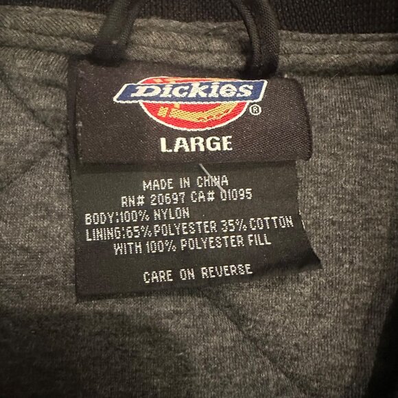 DICKIES MENS LARGE QUILTED BLACK JACKET COAT NWOT - Picture 5 of 9